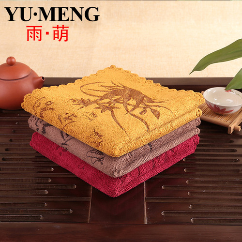 Bamboo fiber thickened absorbent tea towel, weft knitted 30*30 thickened, absorbent soft tea towel, tea shop tea set cleaning towel