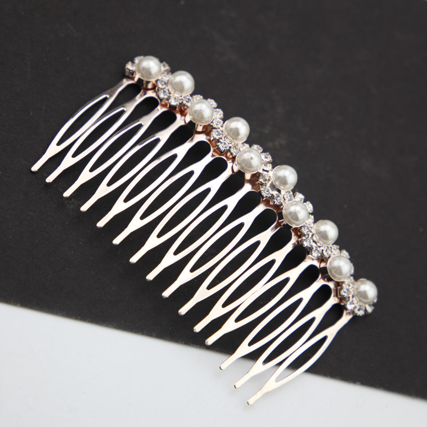 Suministro transfronterizo A058 exquisito diamante-incrustado perla arco peine del pelo de la aleación de inserción peine del pelo de moda peine europeo y americano