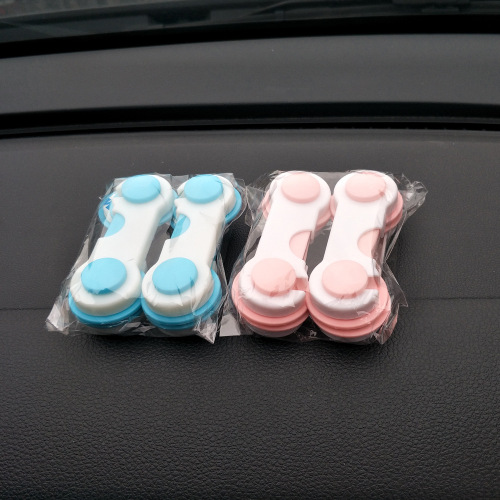 Double-sided lock, baby safety short lock, white, blue, pink baby anti-collision cabinet door flat lock, drawer lock