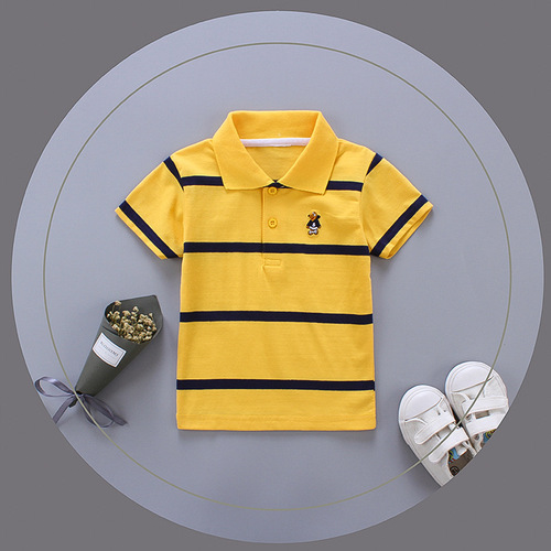 Summer Kids' Clothing: Boys' and Girls' Short-Sleeved Striped Embroidered Foreign Trade Short-Sleeved T-Shirts—Children's Summer Tops, Baby Clothes