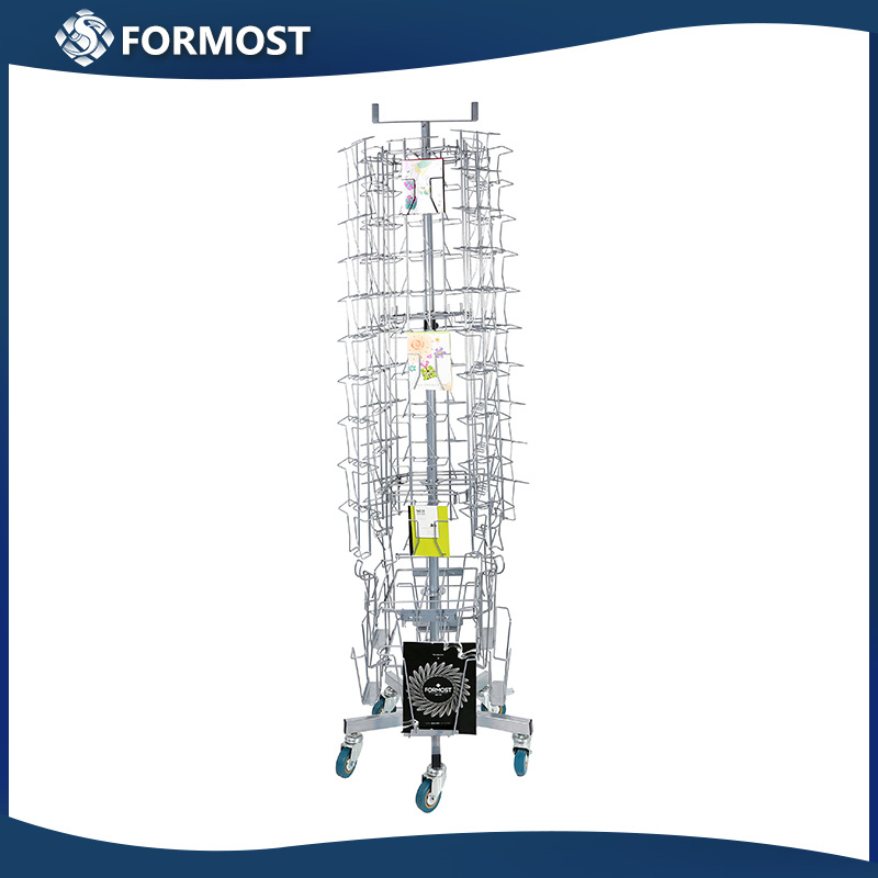 可设计厂家卡片展架旋转架多层展示架88格名信片金属贺卡支架