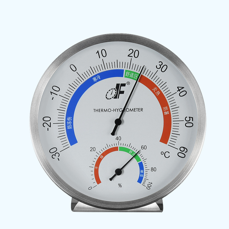 壁挂式不锈钢金属温湿度计室内温度计高精度医院药房机房温湿度表