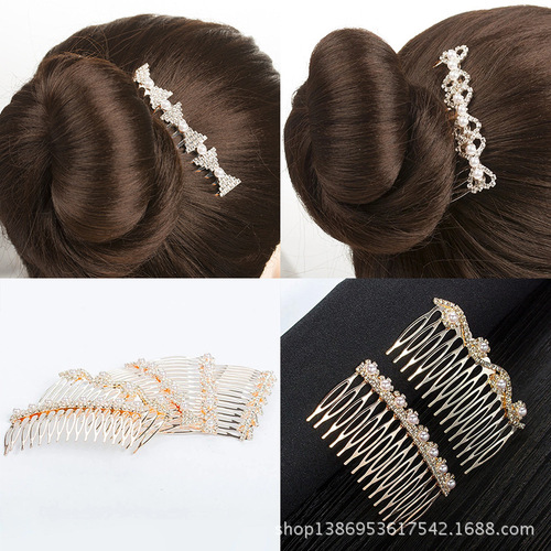 New Korean electroplated diamond-filled simple comb, foreign trade hair comb, Korean style bangs comb hair accessories, manufacturer wholesale