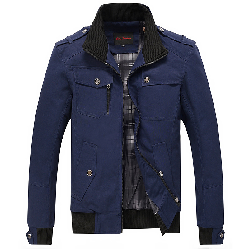 Nueva chaqueta de los Hombres estilo coreano casual todo partido moda de mediana edad collar de pie primavera y otoño chaqueta de los hombres top