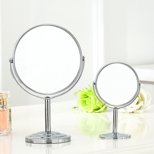 Manufacturer high-definition double-sided desktop makeup mirror metal stainless steel magnifying desktop small mirror large wholesale office