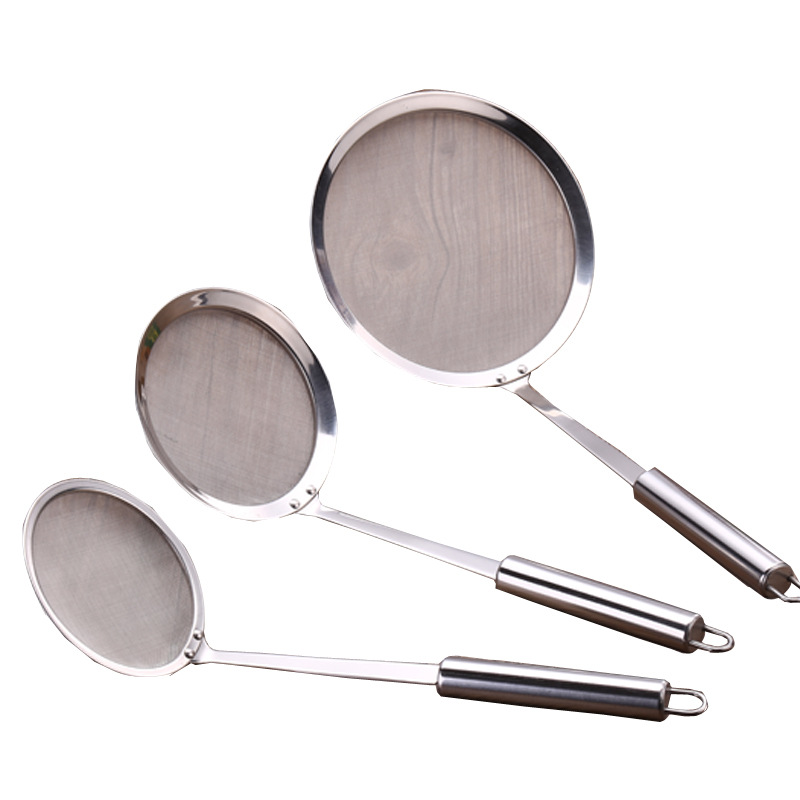 304 cocina de acero inoxidable filtro de aceite cuchara de malla pesca espuma fina separador de aceite residuo de aceite colador de filtro de leche de soja