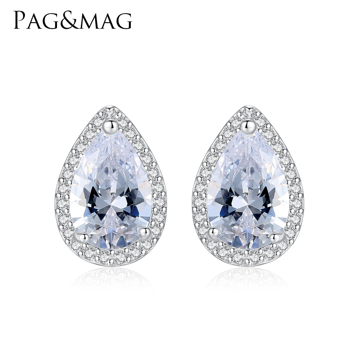 Серьги PAG&MAG, подвеска-капля с цирконием, изысканный кристалл, проба серебра 925