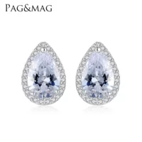 Серьги PAG&MAG, подвеска-капля с цирконием, изысканный кристалл, проба серебра 925