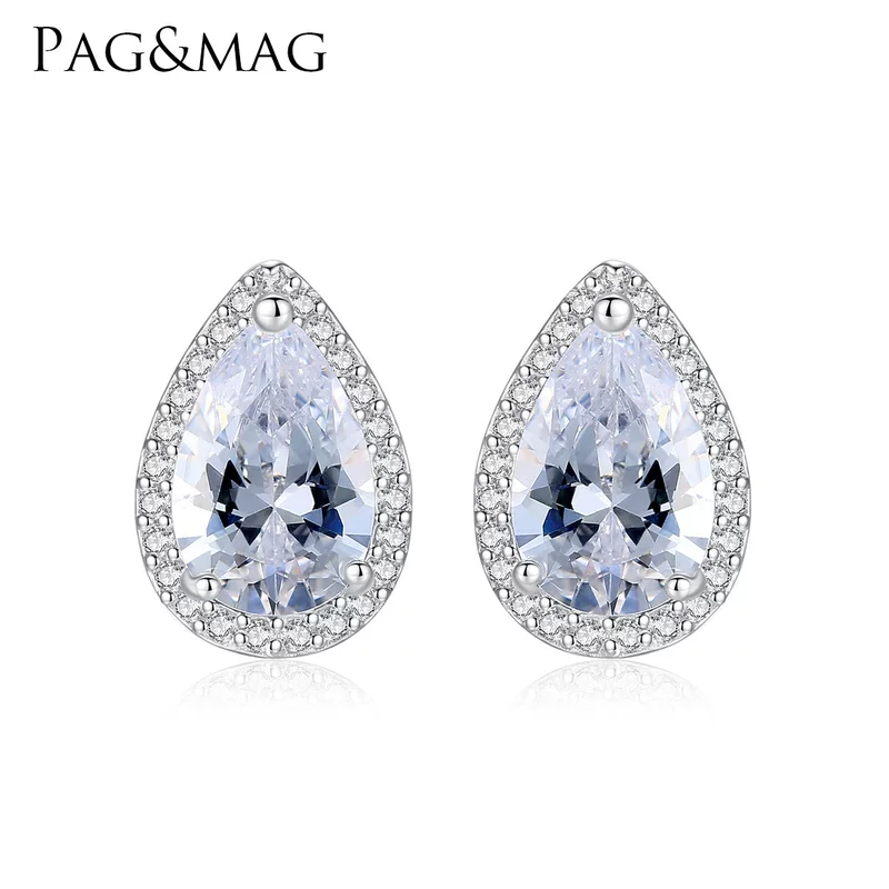 Серьги PAG&MAG, подвеска-капля с цирконием, изысканный кристалл, проба серебра 925