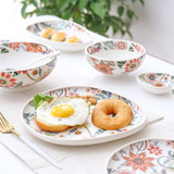 Butterfly Love Flower Series High -Temperatature Glaze Mid -color Ceramic Dableware Блюдо блюдо набор рисовой миски блюдо для блюда для лапши простая чашка для посуды