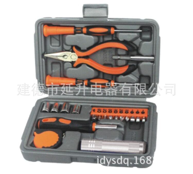 厂家批发家用应急工具套装，塑料盒装五金工具套盒