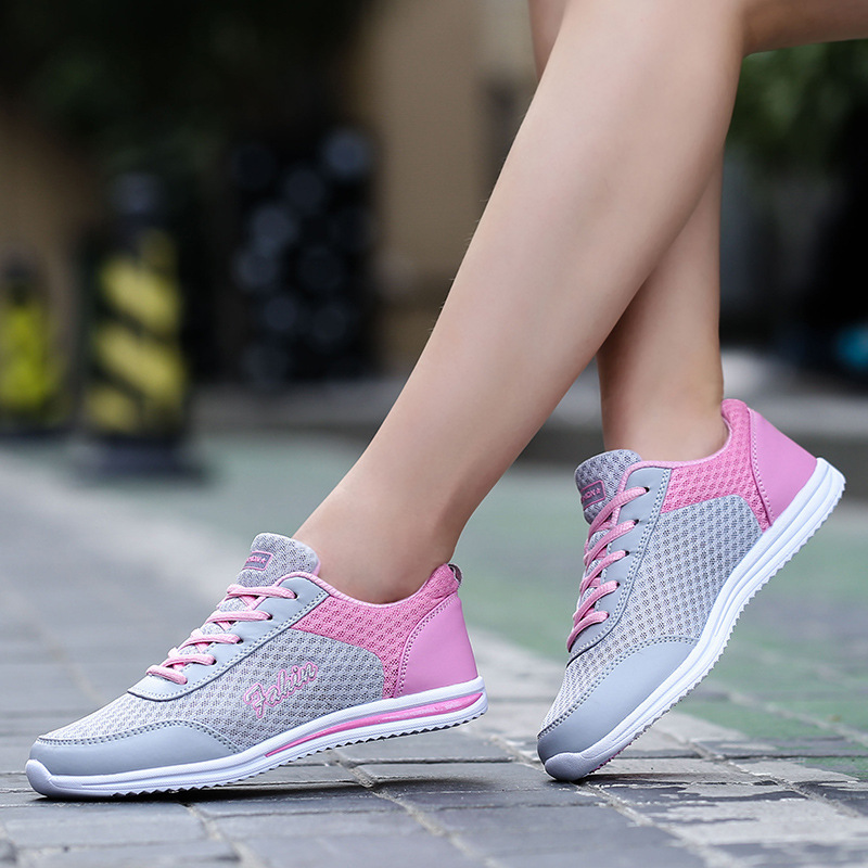 Cross-Border Women's Shoes, Flat Shoes, Women's Mesh Breathable Mesh Shoes, Student Sports Casual Shoes, Women's Running Shoes, Sneakers, Large Size