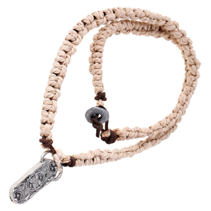 欧美风流行复古编织牛皮项链 沙滩男士项链 外贸货源饰品真皮项链