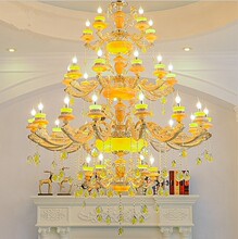 欧式客厅水晶大吊奢华复式楼灯别墅酒店大厅定制天然玉石大吊灯