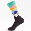 Spot cross -border men's middle socks color rhombus men's socks male cotton socks and socks wholesale