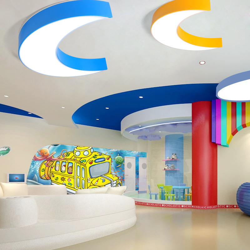 Led Ceiling Light Moon Nursery Colorful Dance Classroom Lighting Kindergarten Shape Lamp Stepless Children's Room