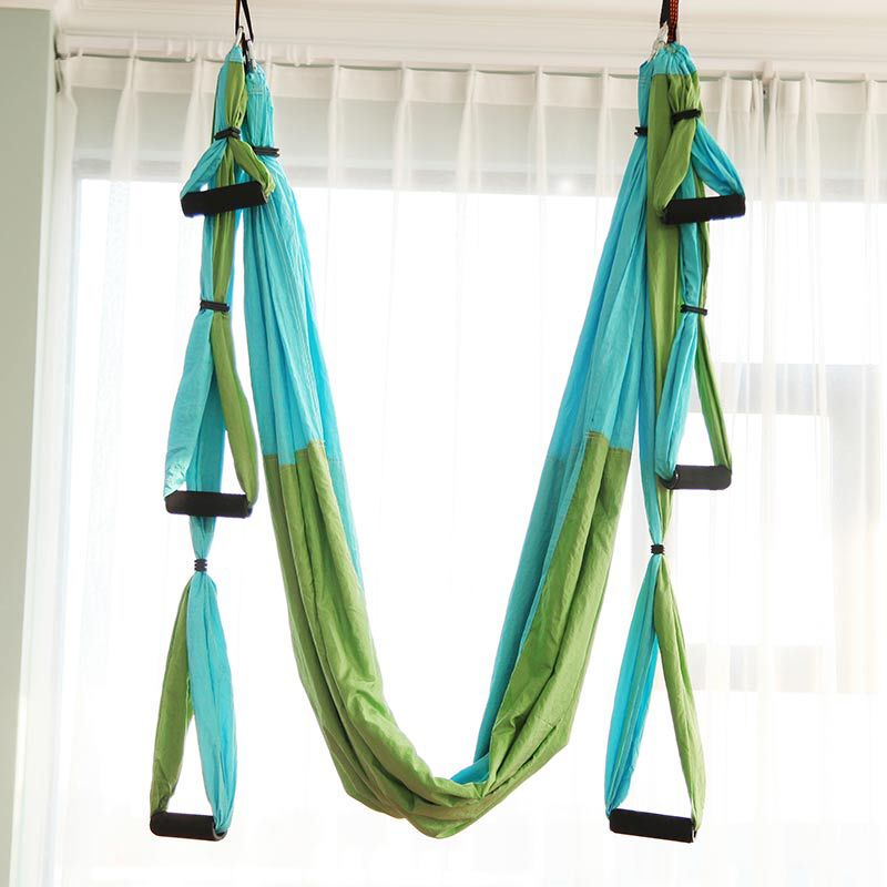 6 Handle Yoga Hammock Non-elastic Indoor Fitness Air Yoga Hammock Parachute Cloth Yoga Stretch Belt