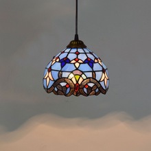20CM8寸蓝色巴洛克地中海欧琈蒂凡尼彩色玻璃阳台走廊琉璃吊灯