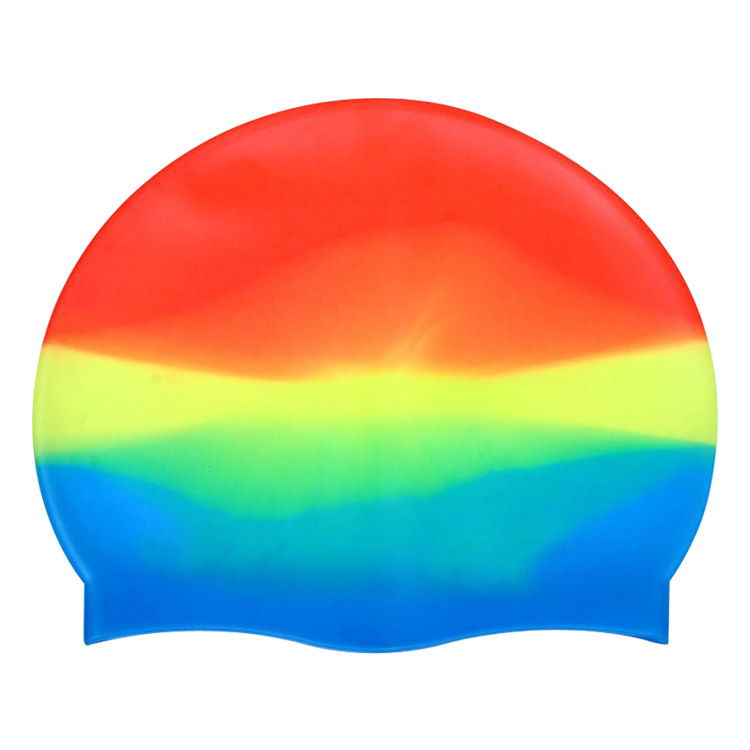 Gorro de baño de silicona suave a juego de color degradado al por mayor de fábrica Gorro de baño para niños y adolescentes de 4 a 12 años Amazon transfronterizo