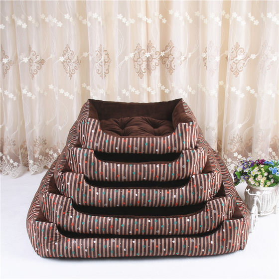 Kennel Four Seasons New Teddy Golden Retriever Large, Medium and Small Dog Striped Pet Kennel Dog Bed Mat Cat Kennel Factory Sales