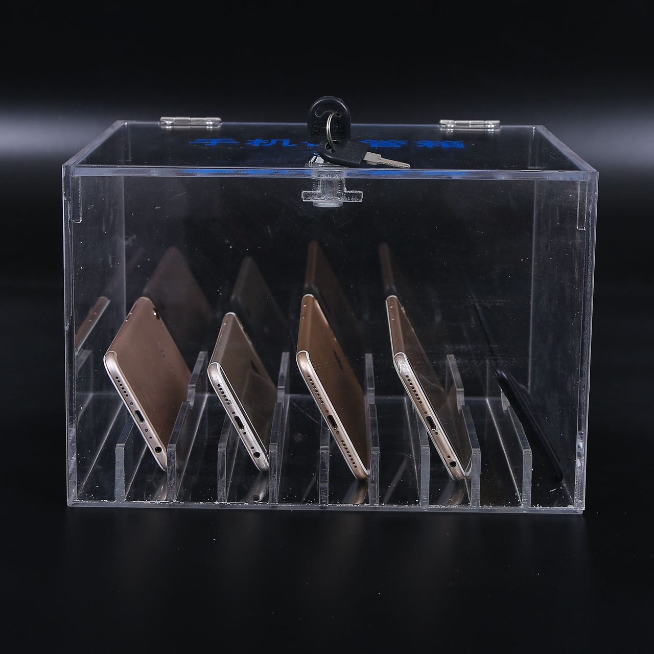 厂家批发亚克力盒子手机存放盒亚克力展示架带锁储蓄盒保管箱