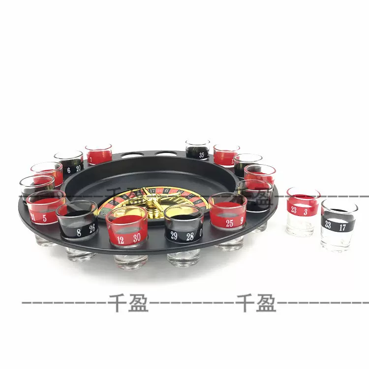 16杯俄罗斯黑色娱乐转盘 16杯俄罗斯轮盘酒具 室内休闲游戏转转乐