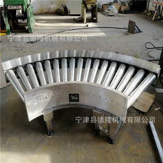 多楔带滚筒转弯机90°拐弯直行接驳滚筒线不锈钢弯道锥形辊传送机
