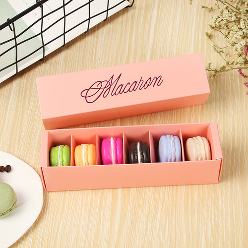 6 pieces hot stamping macaron packaging box drawer type cake box chocolate box baking French macaron box