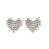 Earrings heart shaped, zirconium heart-shaped, Korean style, silver 925 sample, diamond encrusted, wholesale