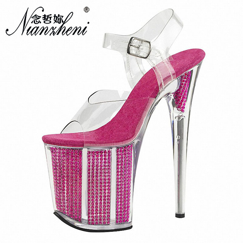 European and American Fashion Sexy Nightclub 20cm Ultra-High Heels, Sky-High Stiletto Heels, Transparent Crystal Shoes, Pole Dance Catwalk Sandals European and American Fashion Sexy Nightclub 20cm Ultra-High Heels, Sky-High Stiletto Heels, Transparent Crystal Shoes, Pole Dance Catwalk Sandals