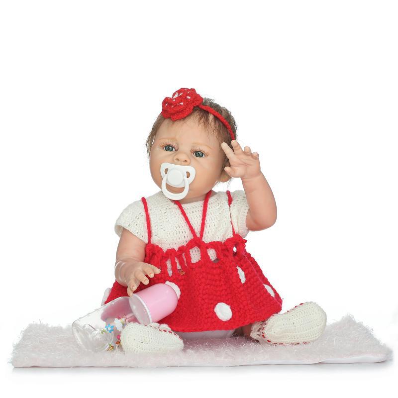Caucho suave completo Nueva simulación bebé juguete muñeca Linda niña jugar casa juguete suministro directo de fábrica