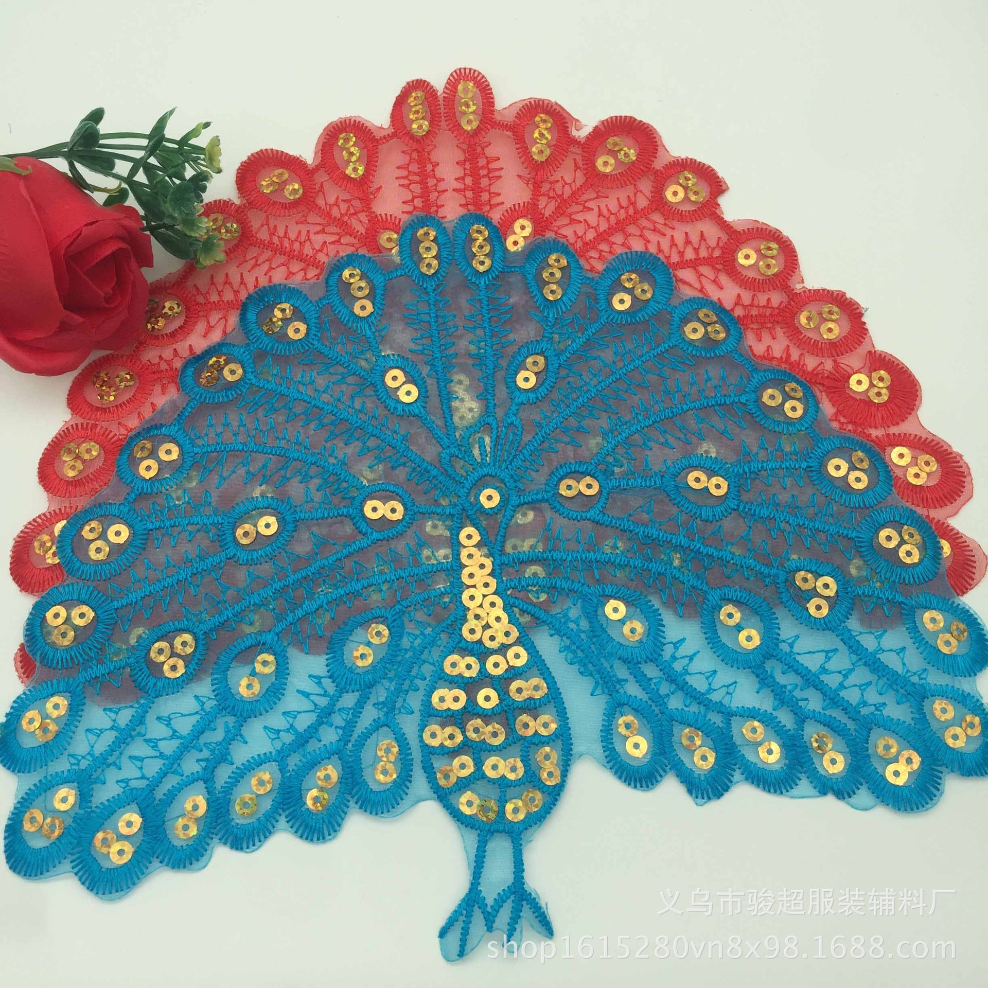 骏超电脑绣花布贴大孔雀刺绣贴布贴补丁贴布厂家直销