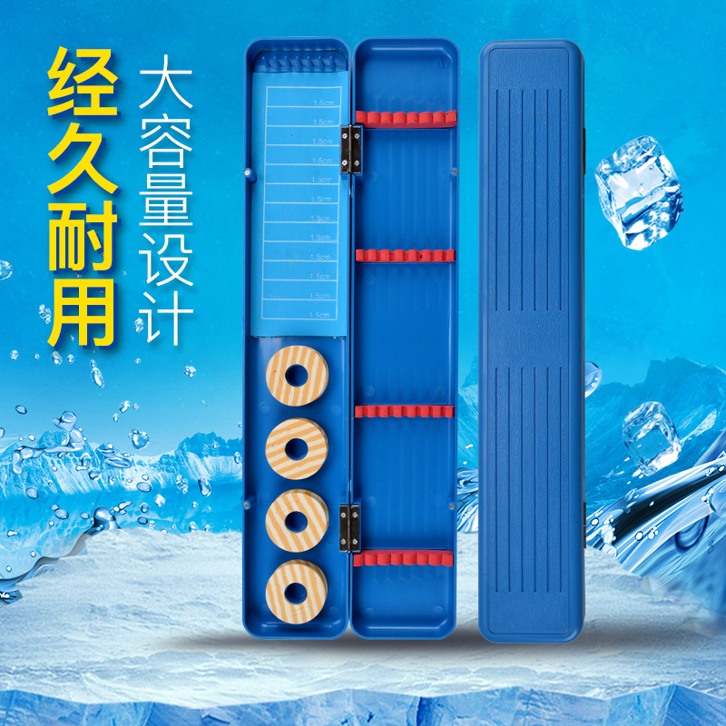 批发蓝色多功能鱼漂盒主线子线三用大容量3合1浮漂盒质量保证