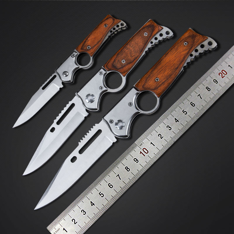 多功能折刀 户外小刀  户外防身折叠刀具 彩木柄水果刀
