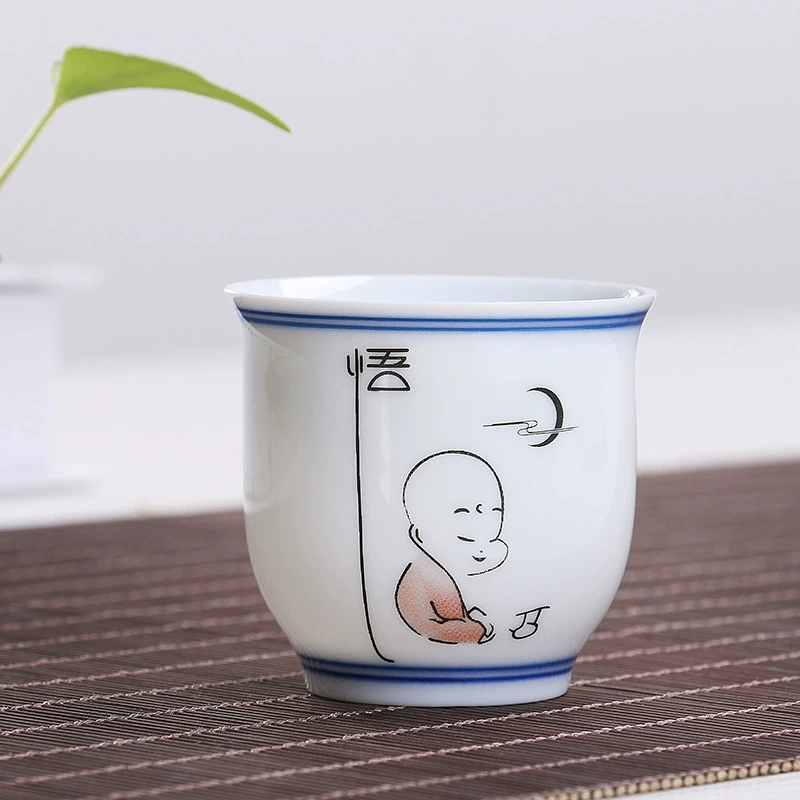 晟翔 Ceramic high -white blue and white porcelain little monk Zen Master Cup Zen Shipper Cup Ceramics Kung Fu Tea Set