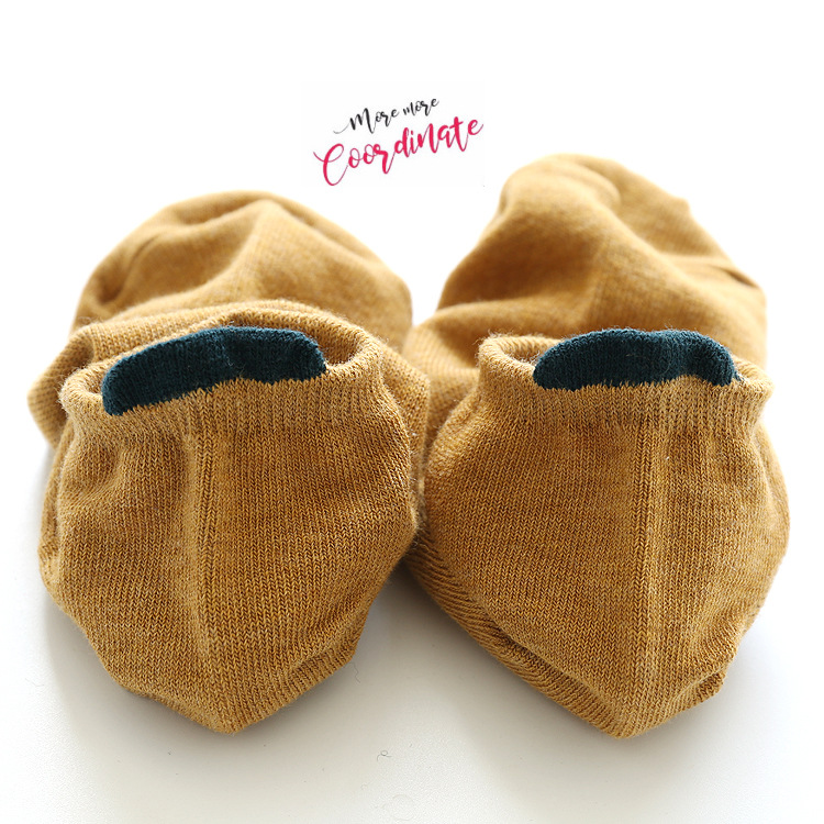 Spring and summer new hemp color heel contrast color large heel characteristics women's boat Socks 1828