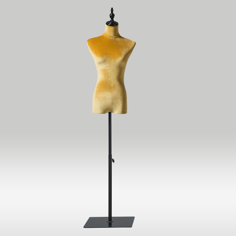 Modelo de busto accesorios femeninos de terciopelo dorado de color modelo de ventana de exhibición modelo de ropa de boda base de hierro image 17
