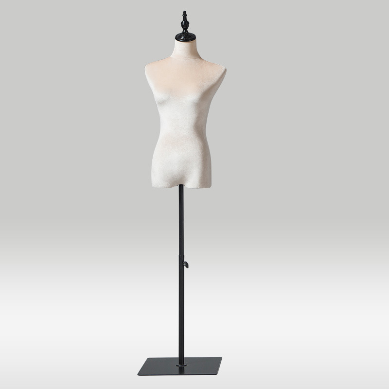 Modelo de busto accesorios femeninos de terciopelo dorado de color modelo de ventana de exhibición modelo de ropa de boda base de hierro image 15
