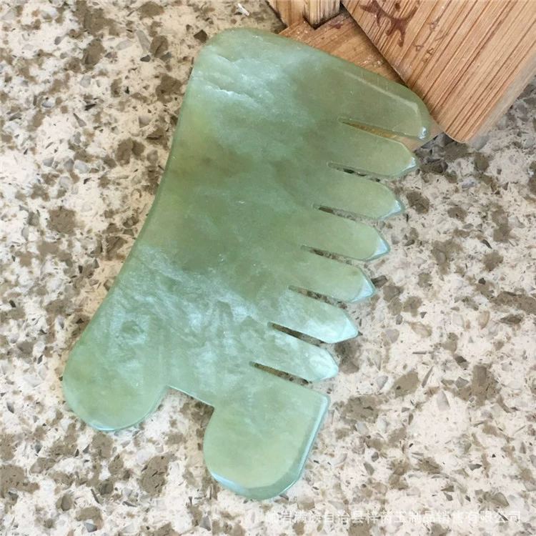 Скребковая доска из натурального нефрита Xiu, расческа для скребков из нефрита, нефритовая скребковая деталь, нефритовая расческа, меридианная скребковая расческа двойного назначения