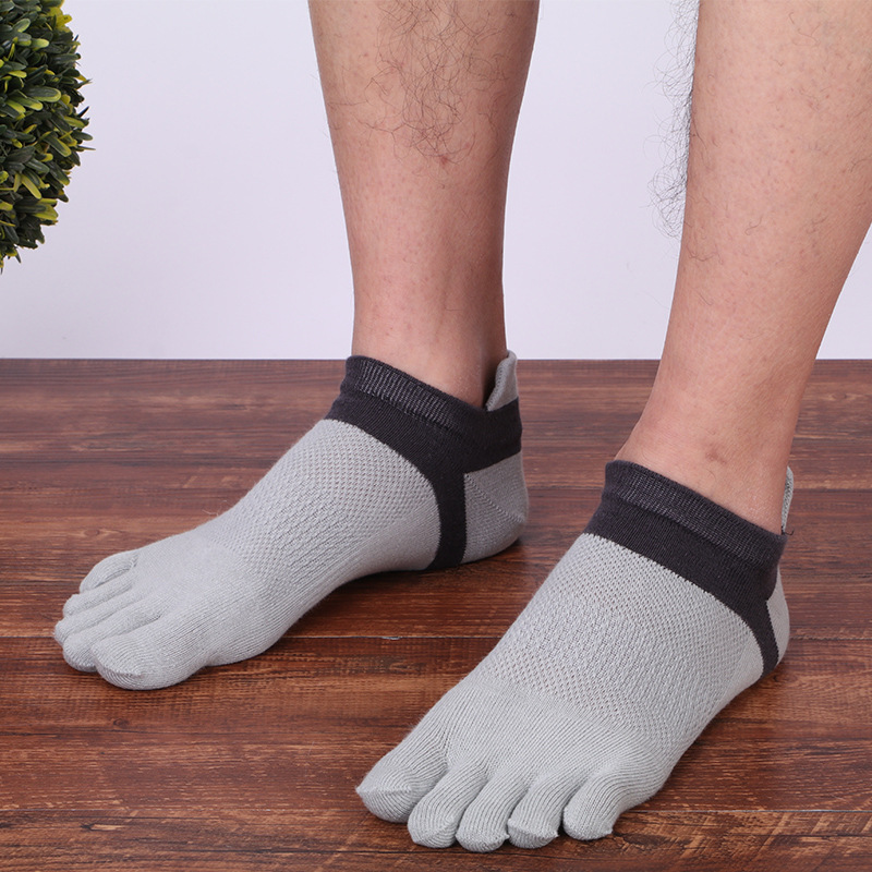 10 pares envío gratuito calcetines de cinco dedos de los hombres del verano calcetines de algodón de los hombres delgados calcetines de los dedos cortos transpirables calcetines ocultos del barco