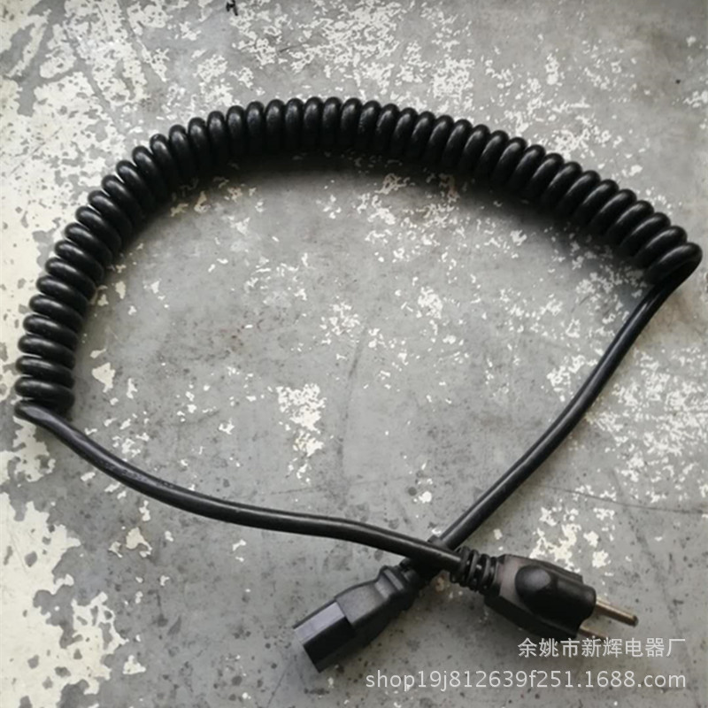 厂家批发PVC/PU 伸缩弹簧电源线 3芯螺旋线 美式三芯插头