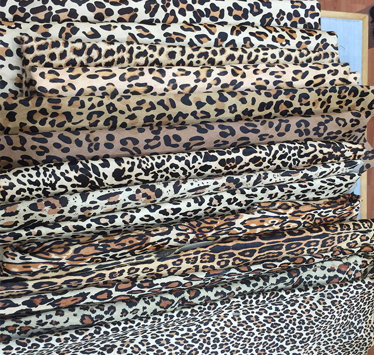 【未然海】现货特价供应进口花豹纹牛毛印花皮真皮皮革面料