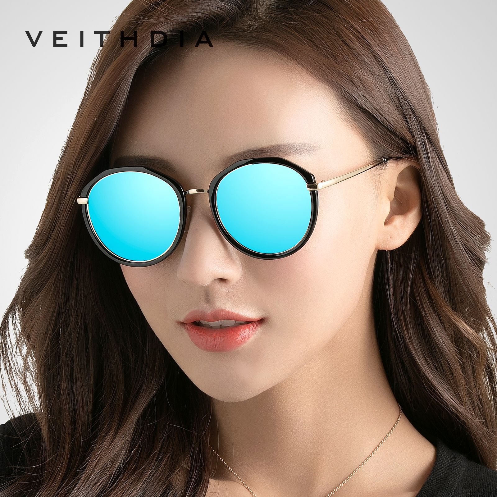 VEITHDIA marca mujeres polarizadas a prueba de UV de moda gafas de sol 3050