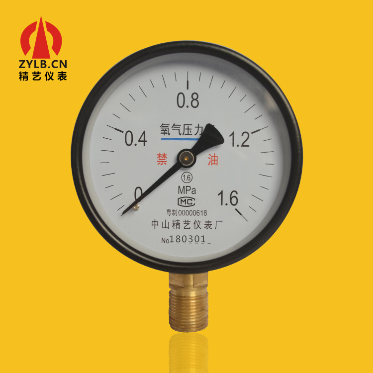 供应氧气压力表不锈钢压力表禁油压力表径向压力表YO-100厂家直销