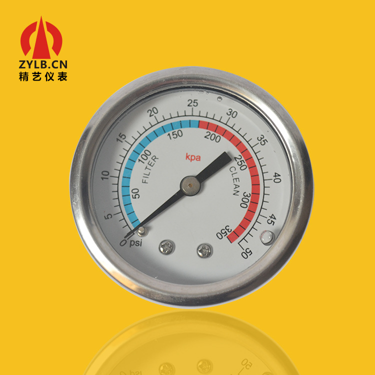 供不锈钢压力不锈钢沙缸压力表表耐震充油轴向注液YBN50Z 350kPa