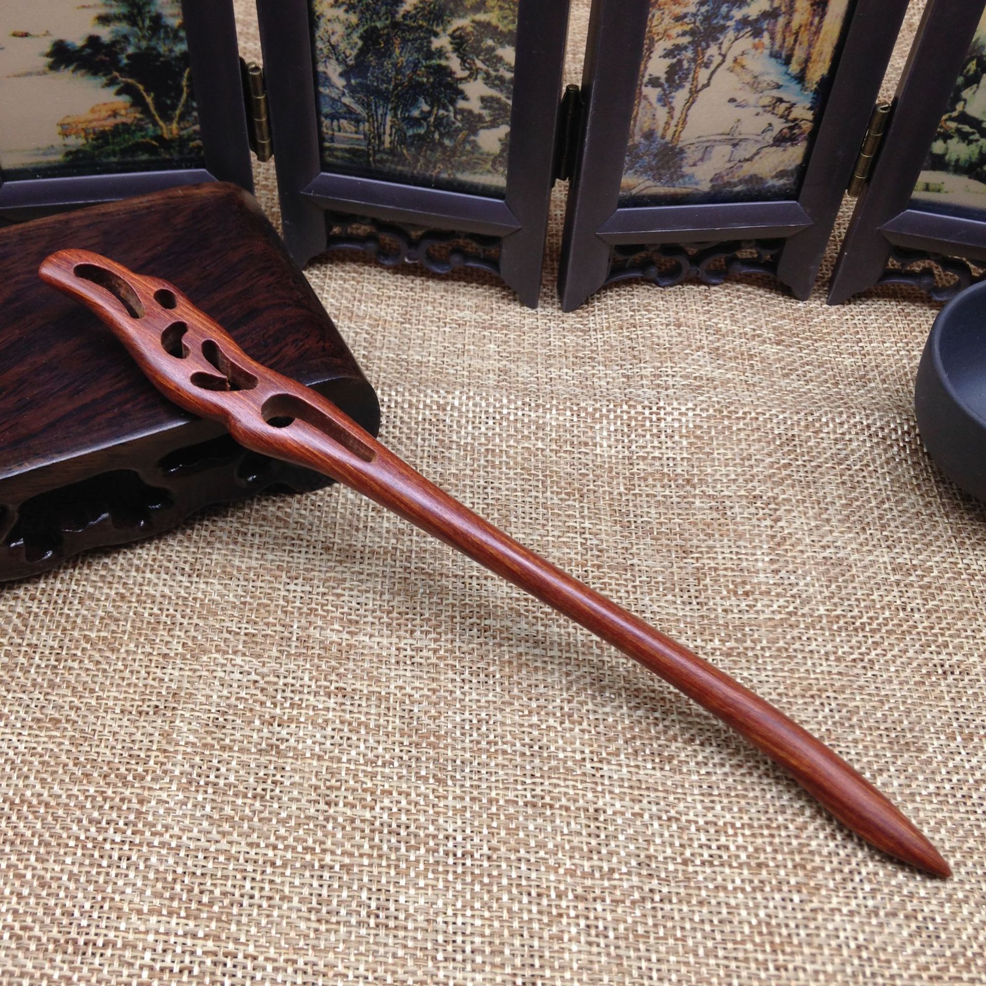 high quality retro Chinese hairpin ebony green sandalwood