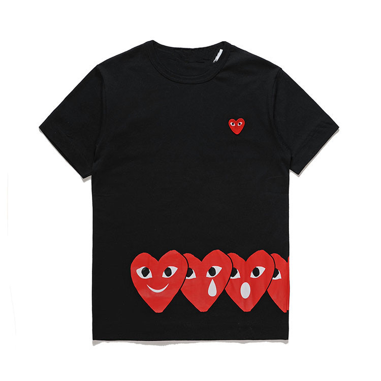 Heiplay Japanese Fashion Brand Short-sleeved T-shirt Peach Heart Men's and Women's Christmas Expression Bag Hem Heart Love Couple