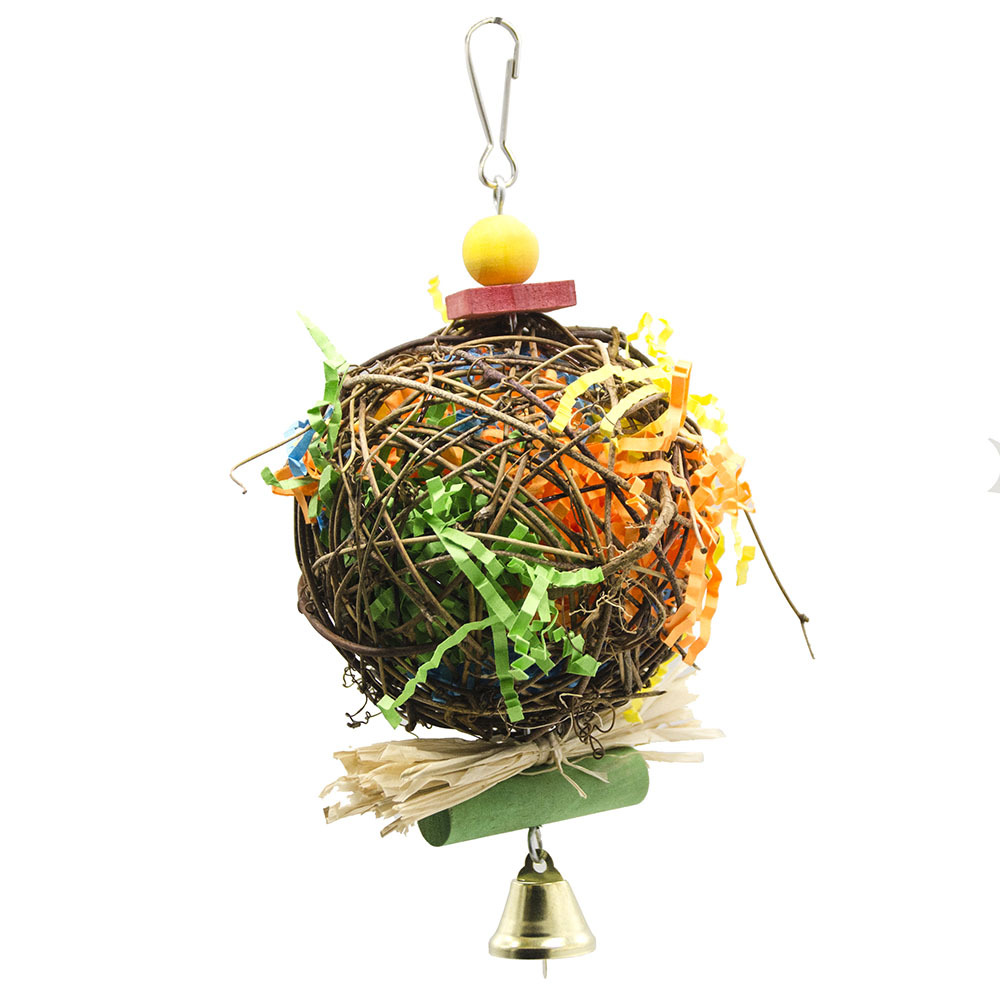 Suministros de loro pájaro juguetes ratán bola cepillada hierba rafia mordisqueando bola de papel hierba Bola de seda aliviar los juguetes tapados