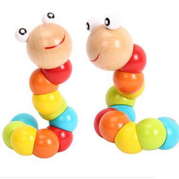 Directo de fábrica color cambiante torcido gusano oruga animal muñeca de Madera Juguetes educativos para niños entrega de una sola pieza