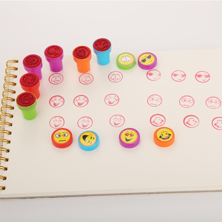 Mini sello de embalaje Emoticon Smiley Small Sello Set Juguetes para niños Sello de dibujos animados Set
